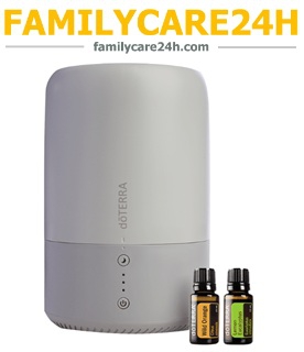 Máy khuếch tán tạo ẩm Dawn Aroma Humidifier với Tinh dầu Chanh Bạch đàn Lemon Eucalyptus và Cam rừng Wild Orange